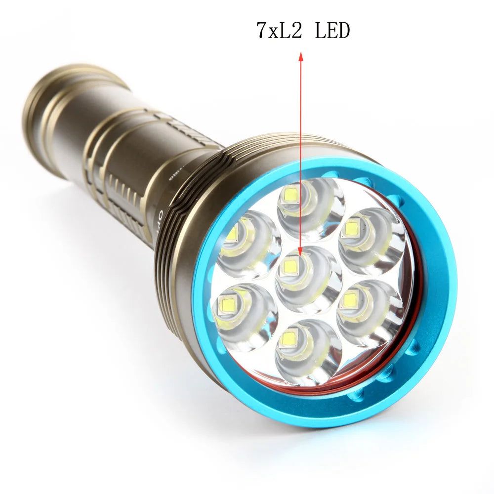 lampe torche rechargeable led blanc jaune mode stroboscope alliage aluminium robuste doré bleu