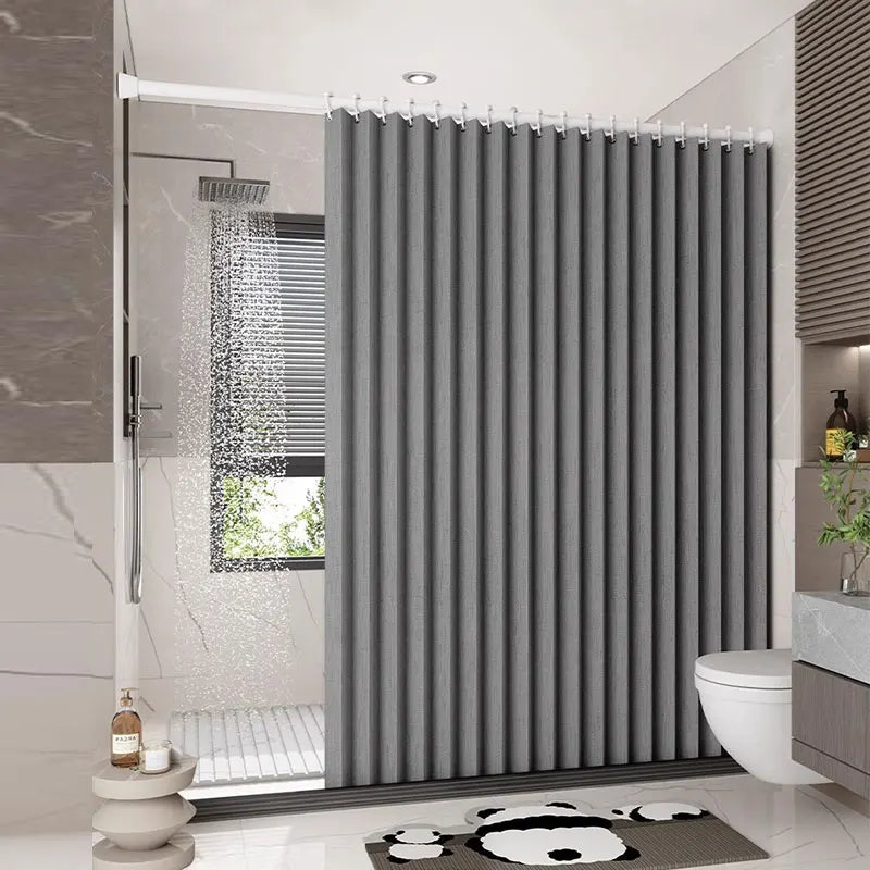 rideau douche gris moderne rayures verticales crochet minimaliste polyester opaque 100x180cm