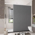 rideau douche gris moderne rayures verticales crochet minimaliste polyester opaque 100x180cm
