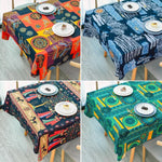 tapis lin ethnique motifs floraux géométriques bohème coloré table nappe