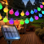 guirlandes solaires extérieures 100 led 50 led 20 led globes opaques jaune orangé panneau