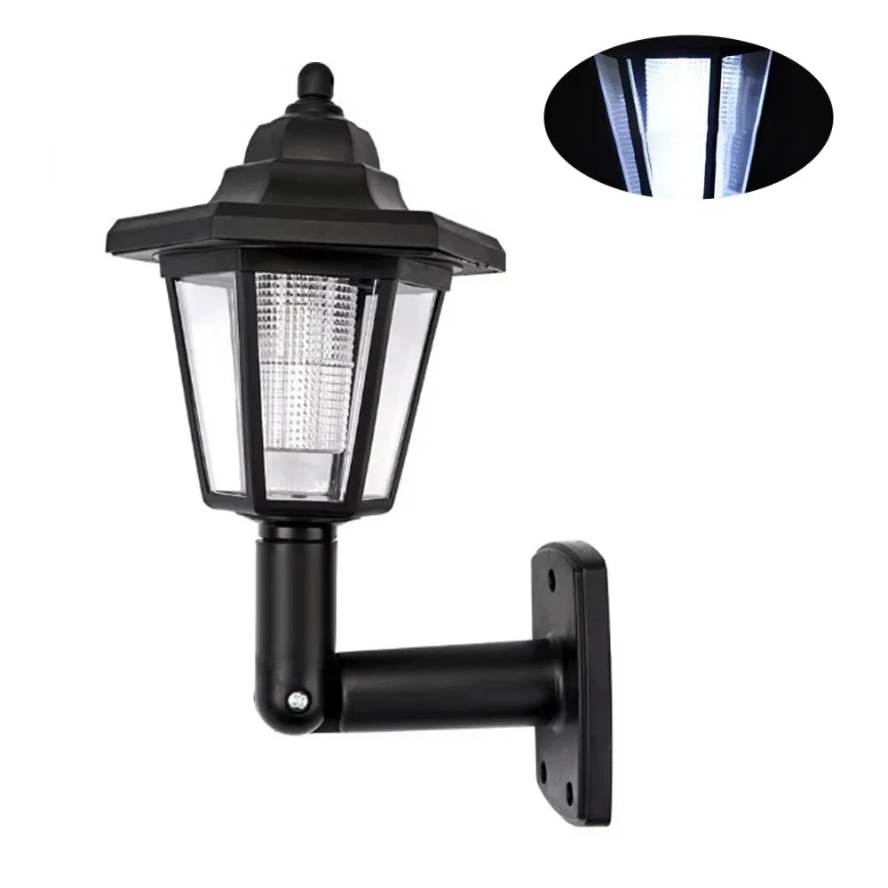 lampe murale solaire led transparente hexagonale classique noire oeilletsextérieur décoration jardindeco