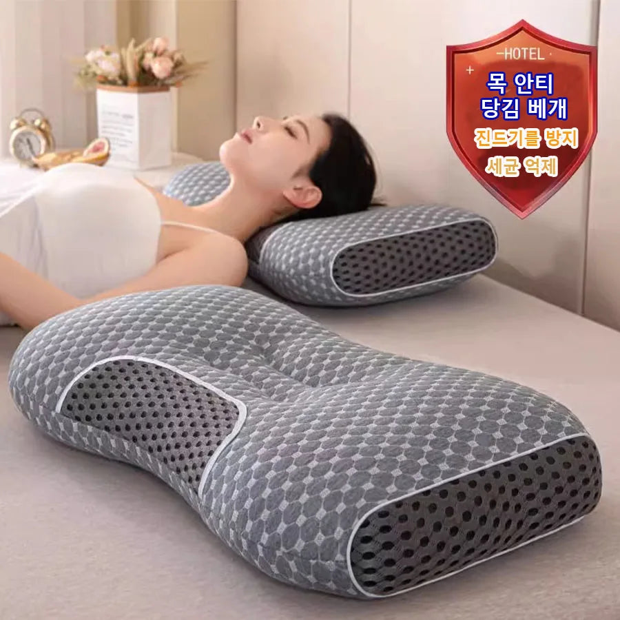 coussin cervical support hexagones gris poche haute élasticité antistatique voyage massage litérie