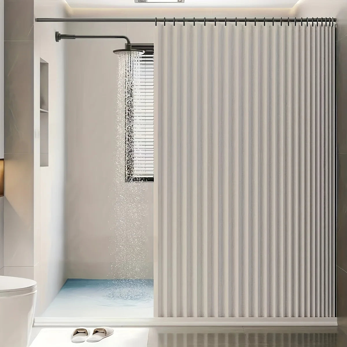 rideau douche moderne gris rose rayures opaques 80x200cm 120x200cm 180x200cm 220x200cm
