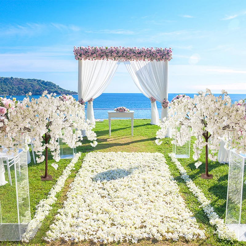 décoration intérieure arbre artificiel cerise fleurs rose blanc champagne naturel élégant mariage anniversaire