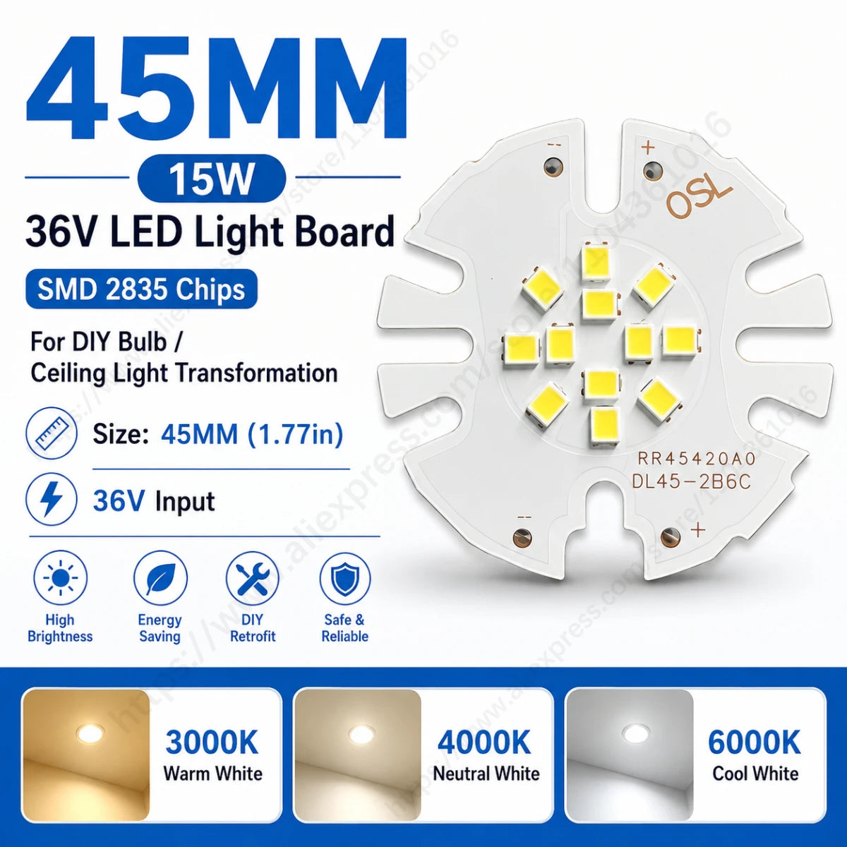 lot panneaux led ronds plafonnier rénovation blanc chaud froid montage