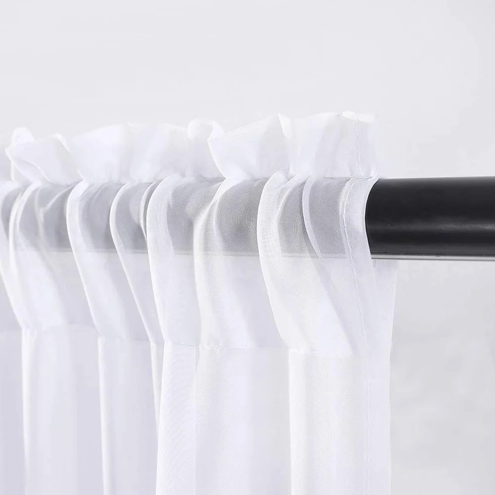 rideaux courts tissu plissé polyester translucides moderne blanc gris noir