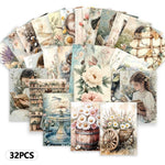 cartes postales vintage fleurs animaux romantiques clips pinces beige rose vert