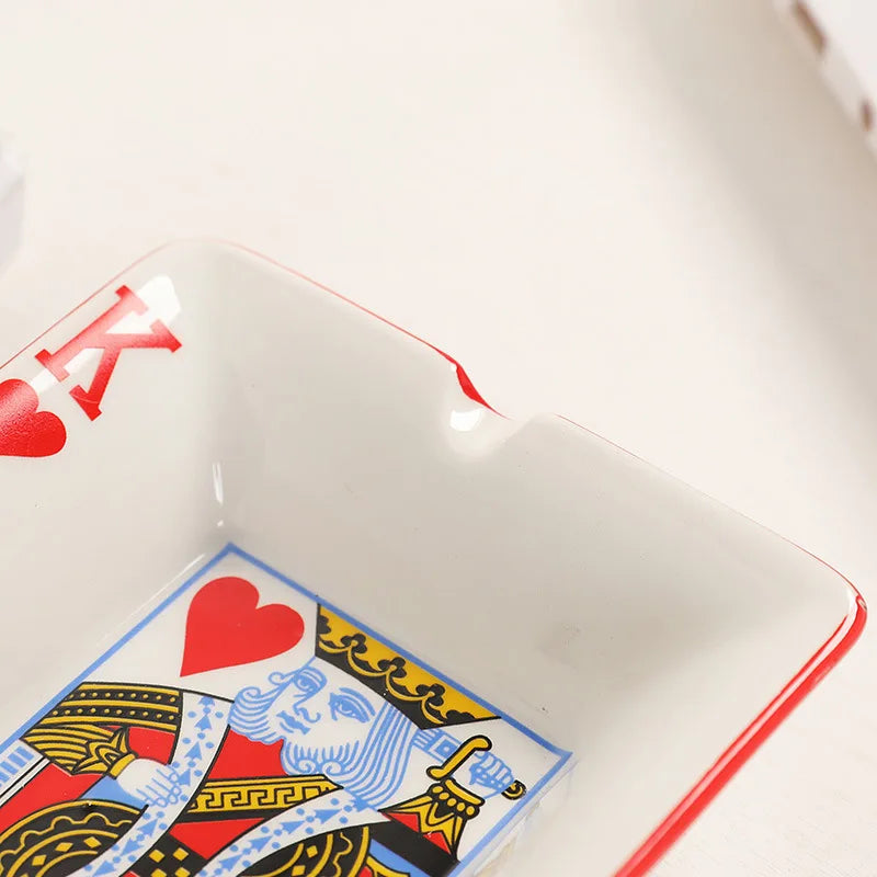 cendrier céramique blanc rouge carte cœur classique poker salon ornement cadeau homme erotique