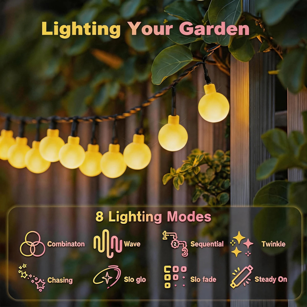 guirlandes solaires extérieures 100 led 50 led 20 led globes opaques jaune orangé panneau
