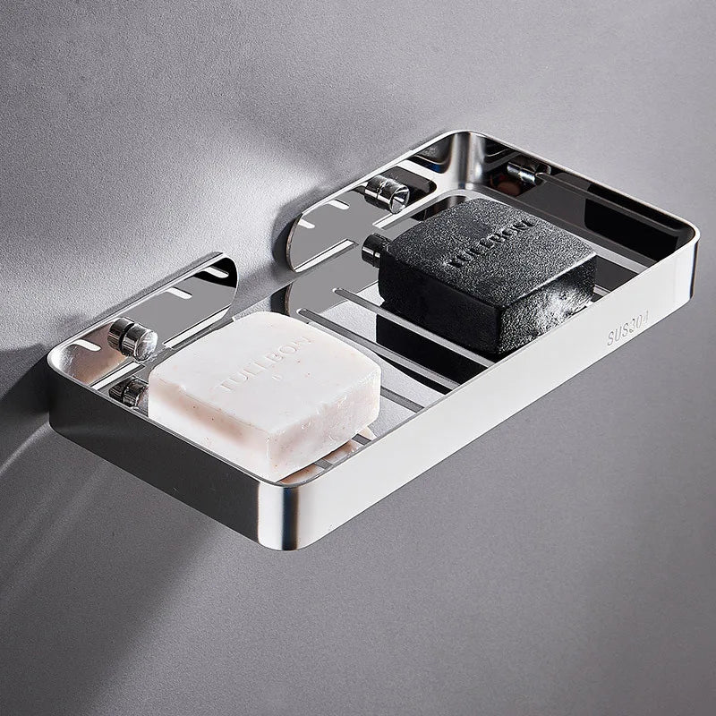 porte savon mural acier inoxydable noir argent bronze or moderne salle bains double boîte