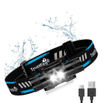lampe frontale led rechargeable 18650 batterie usb 600lm noir bleu double lentille