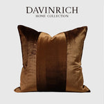taies d'oreiller jacquard patchwork moderne rayées marron doré élégantes respectueuses environnement adhésives maison