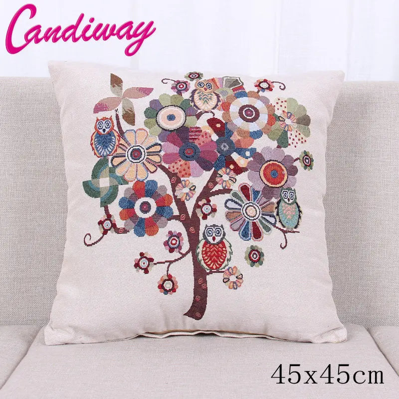 coussin décoratif beige imprimé oiseaux mignons moderne textile maison chambre salon confortable