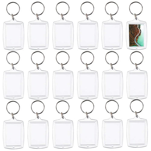 porte clés cadre photo acrylique anneau photo moderne rectangulaire transparent photo acier inoxydable