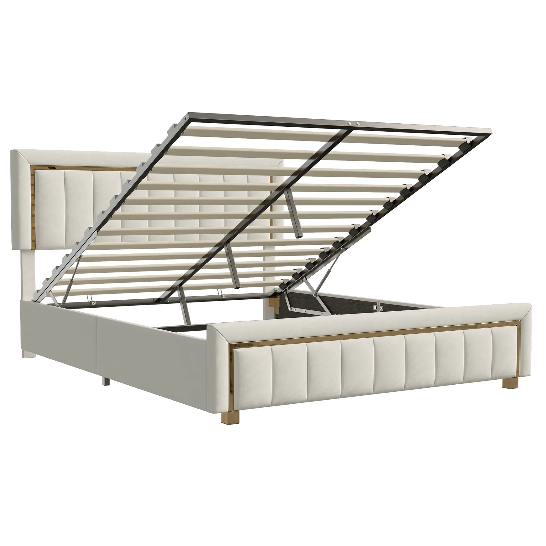 Lit assemblé avec espace de rangement pratique