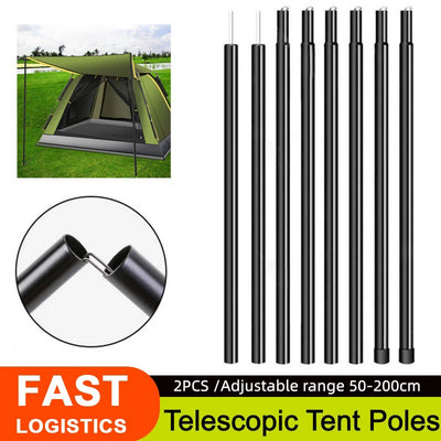 Poteaux télescopiques noirs pour voile d'ombrage étendus à 200 cm