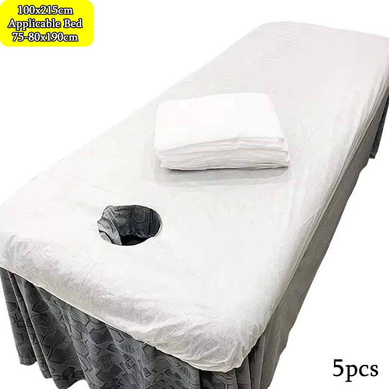 couverture table massage blanche imprimée hexagonnelle moderne 215cm 100cm