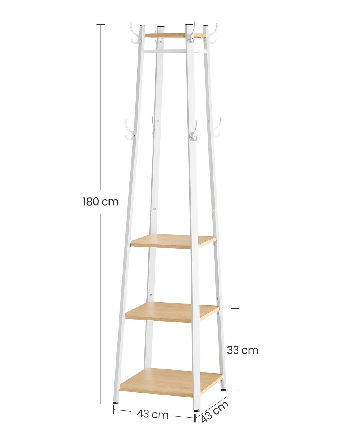 Vue de côté du porte-manteau montrant sa structure fine