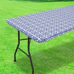 nappe table rectangulaire motif floral gris blanc pvc réutilisable moderne élégante noël camping pique