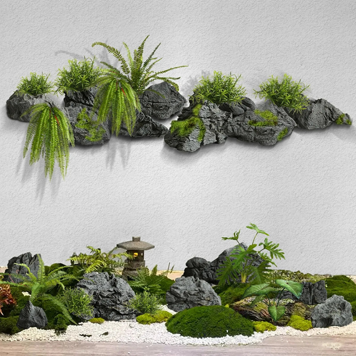 roches artificielles modernes decoration jardin pierres naturelles fibres vegetales decor aquarium exterieur minimalistes