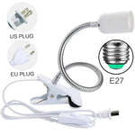 lampe pince flexible blanc moderne socle E27 interrupteur filaire prise US EU minimaliste