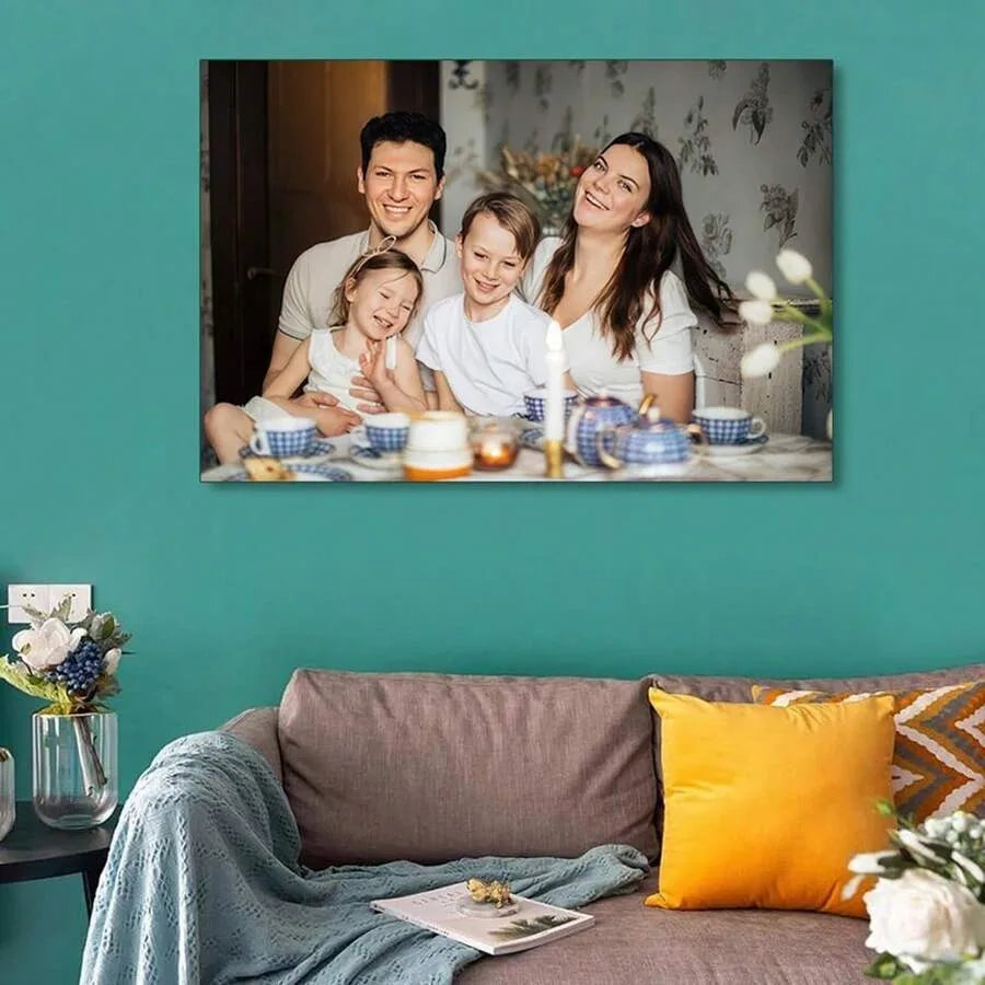 cadre photo personnalisable famille souriante moderne transparent clips inclusion guide