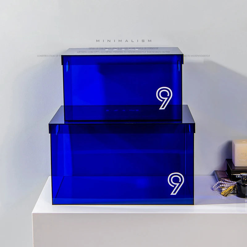 boîtes rangement transparentes géométriques réutilisables poignées minimaliste respectueux environnement pliables