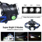 lampe frontale led rechargeable bande élastique bouton vert utilitaire sportive flashlight poche