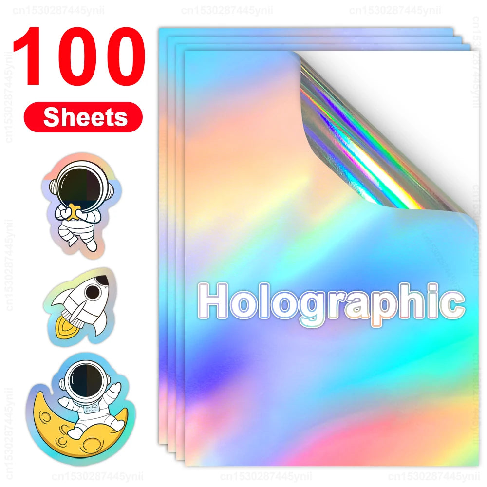papier autocollant vinyle transparent holographique argenté moderne imprimante jet d'encre 100 feuilles a4 étanche