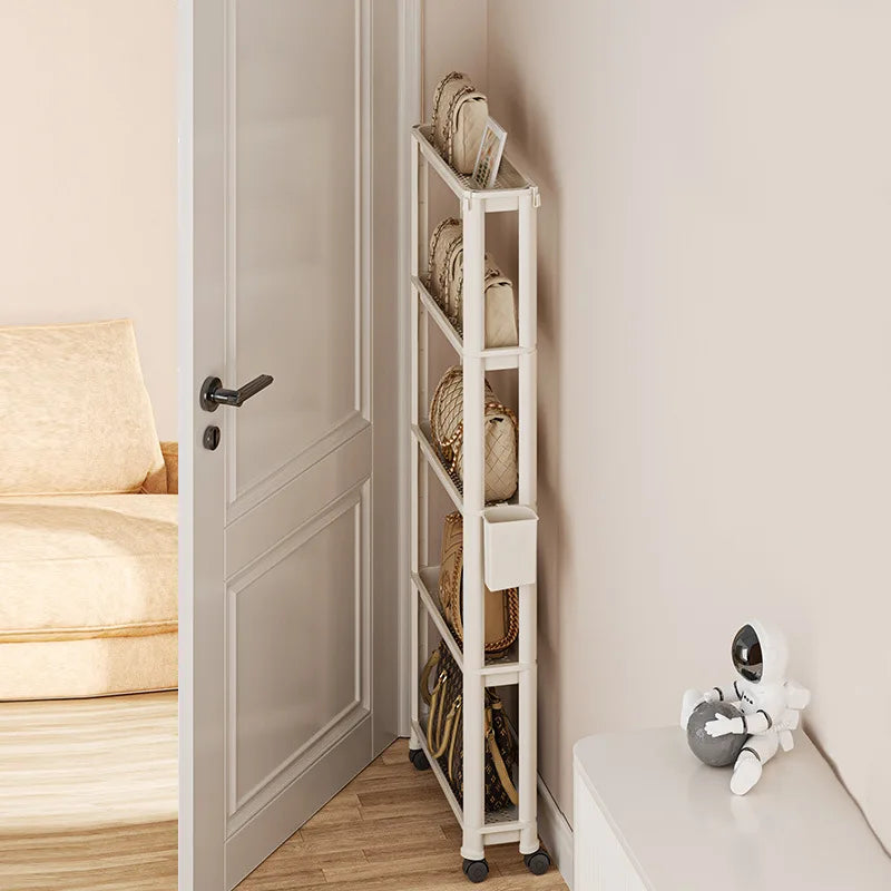 étagère mobile blanche trois plateaux moderne roulettes cuisine porte réfrigérateur