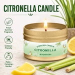 bougie parfumée citronnelle motif floral blanc vert clair contemporain coton boîte métallique patio jardin