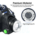 lampe frontale led rechargeable bande élastique bouton vert utilitaire sportive flashlight poche