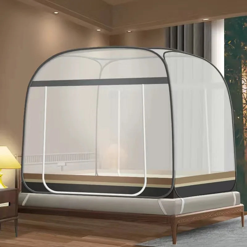 moustiquaire lit adulte pliante polyester blanc gris moderne fixée camping voyageextérieur