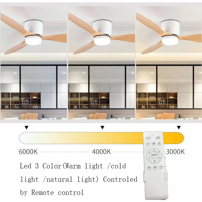 ventilateur led blanc bois moderne télécommande 42 52 pouces lumière minimaliste