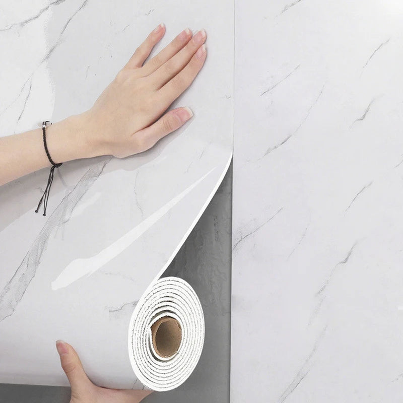 papier peint marbre blanc gris moderne adhésif décoration chambre salon diy pvc auto collant