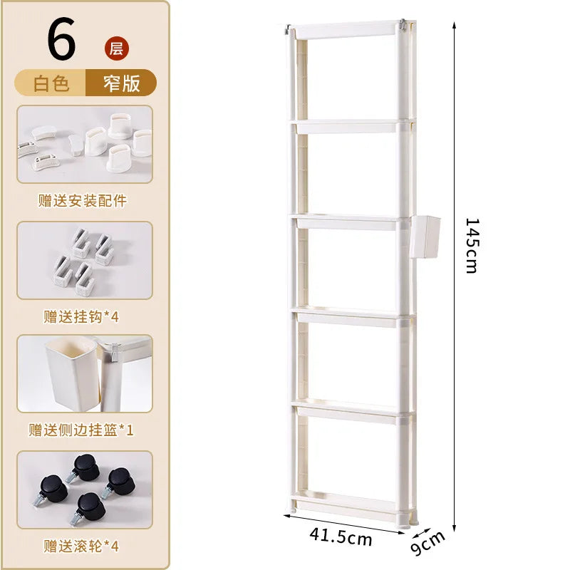 étagère mobile blanche trois plateaux moderne roulettes cuisine porte réfrigérateur