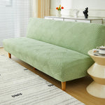 couverture canapé lit vert clair rayures diagonales élastiques machine lavable moderne
