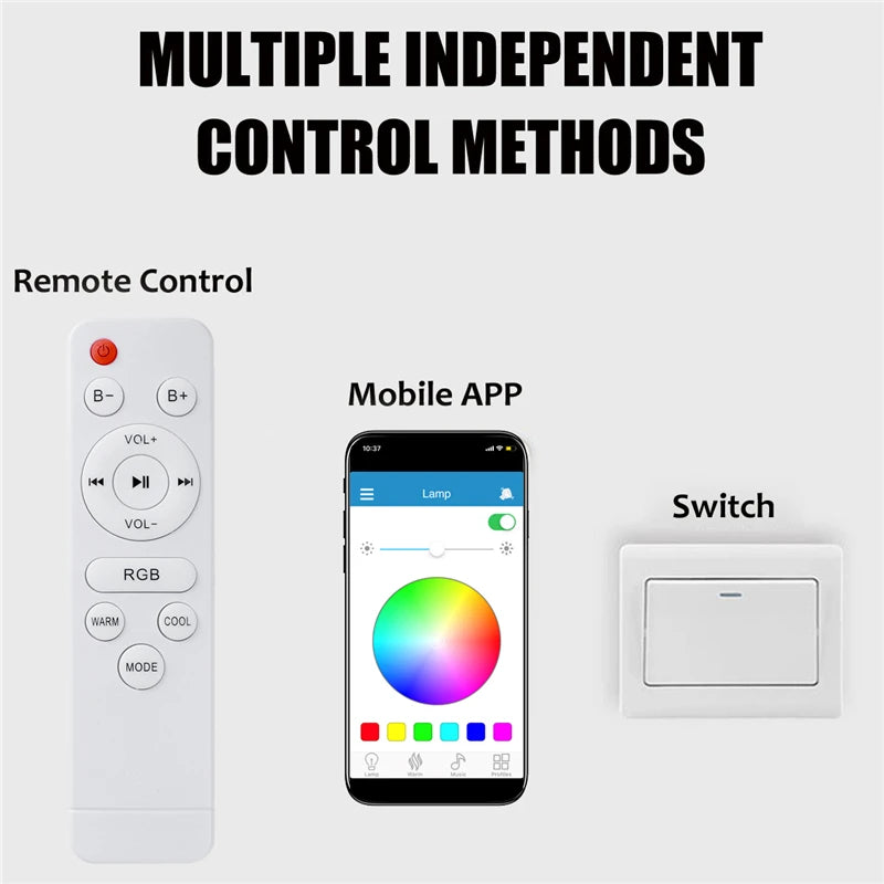 lampe led moderne blanches éclairage rgb bluetooth télécommande chambre coucher murale