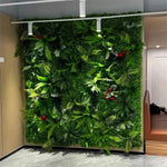 panneau mural végétal artificiel feuilles diverses couleurs vert rouge moderne décoration intérieure extérieure tropical