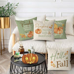 taies d'oreiller automnales motif feuilles pommes zipper beige vert clair respectueux environnement decoratif saisonnier