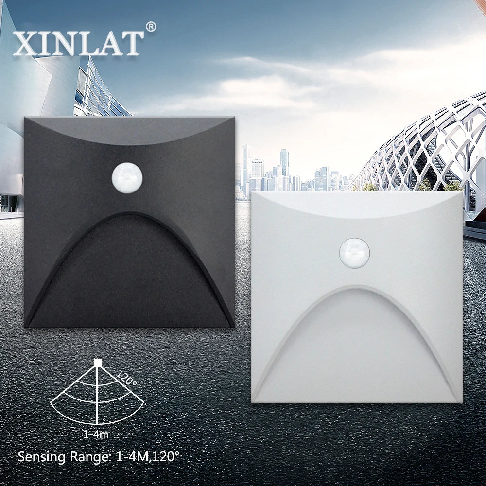 applique murale led sensorielle noir blanc gris contemporaine fixée mur vis câble interrupteur