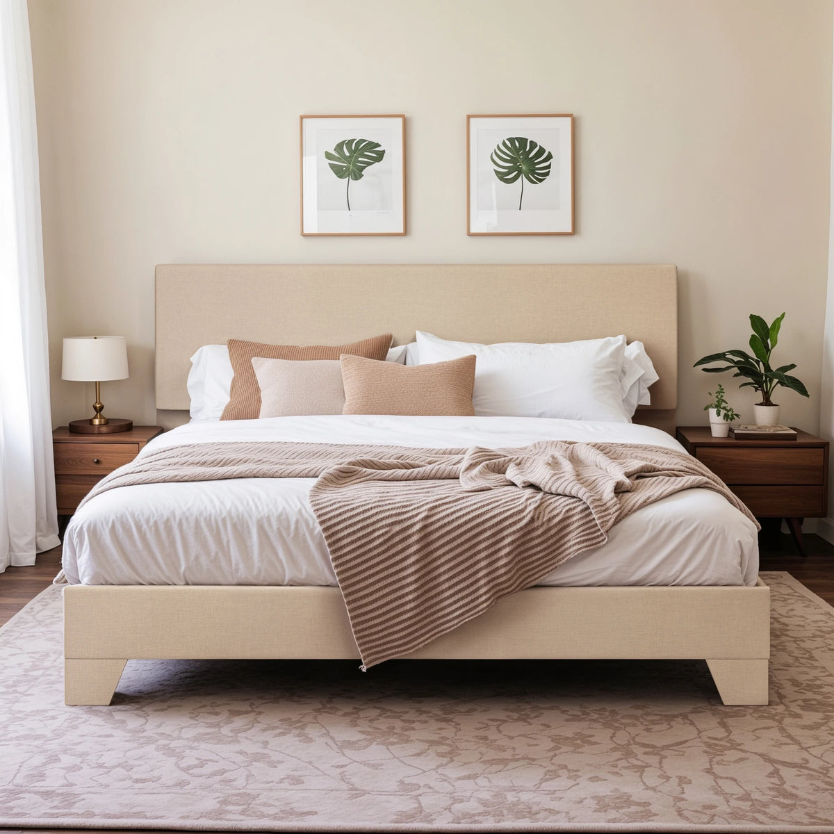 lit gris moderne tissu uni cadre assemblage matelas recommandé boîte springs adjustable headboard