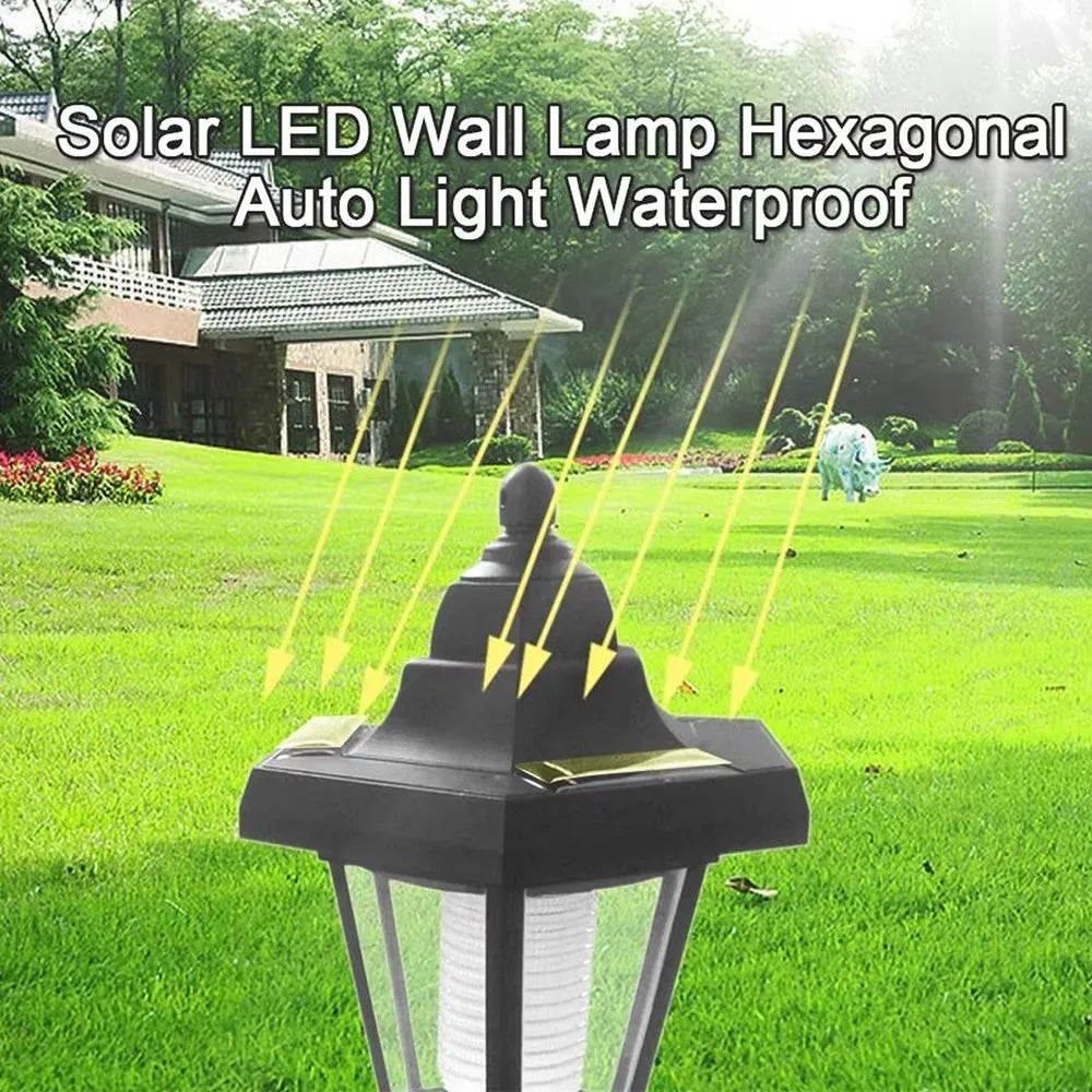 lampe murale solaire led transparente hexagonale classique noire oeilletsextérieur décoration jardindeco