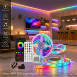 ruban led multicolore rayé moderne adhésif controle ir application mobile adaptateur secteur 10m 20m