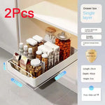 organiseur rangement blanc moderne adhésif coulissant tiroirs grilles épices cuisine métal blanc opacité