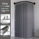rideau douche pliable gris bleu rayures verticales clips magnétiques moderneétalement standard Polyester