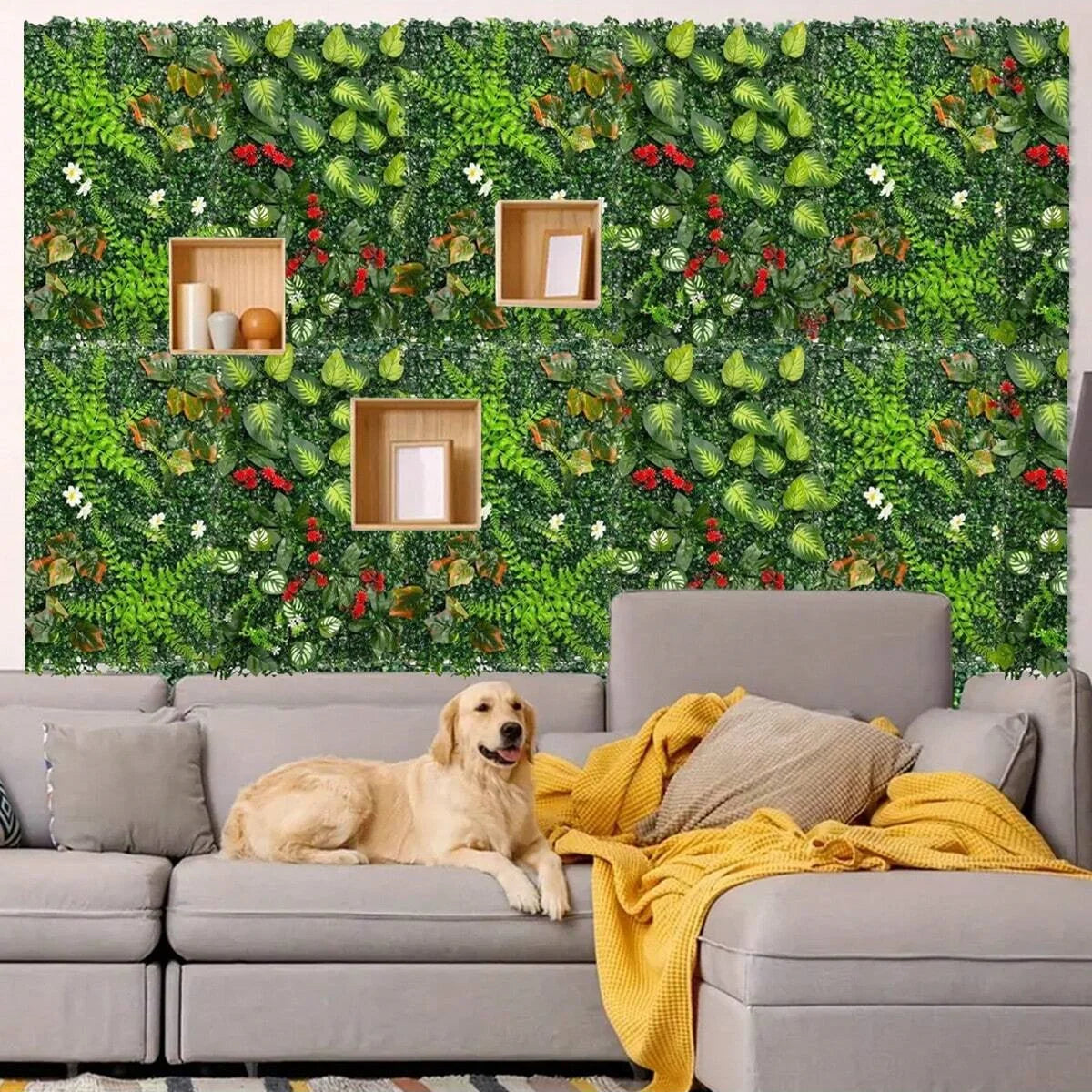 panneau végétal artificiel herbe feuilles fleurs moderne décoration extérieur opacité vert maison