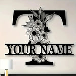 lettre décorative métal noir personnalisée fleurs papillon art mural rustique décoration intérieure maison