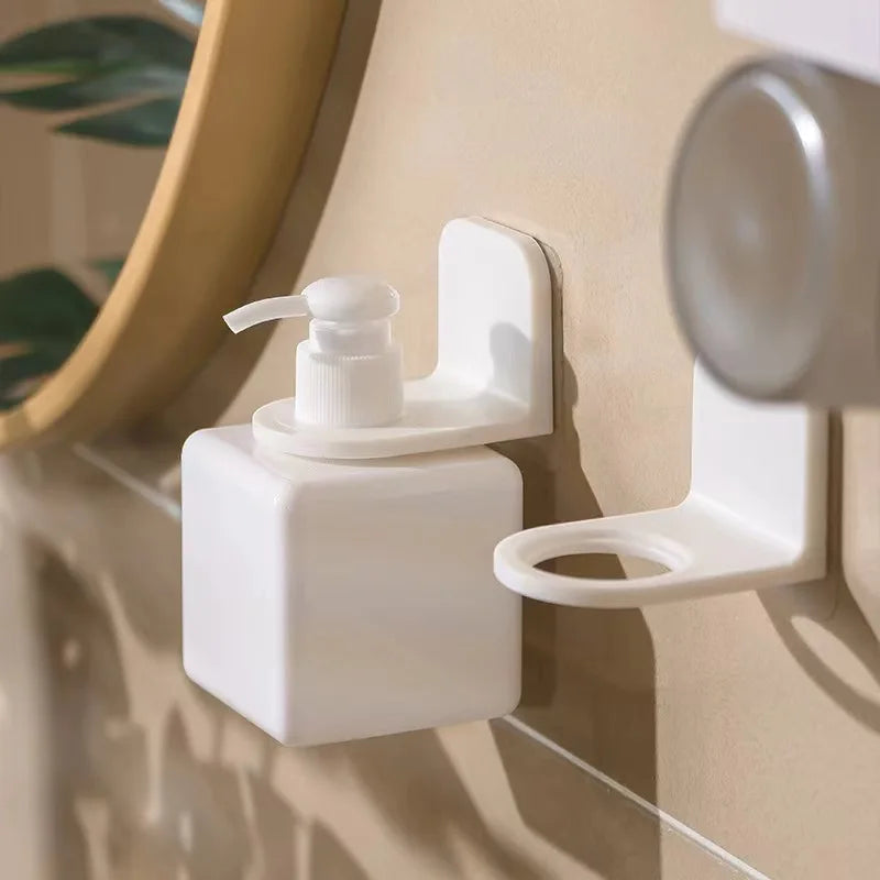 porte flacons mural adhésif blanc moderne minimaliste support brosses dents flacons savon gel douche